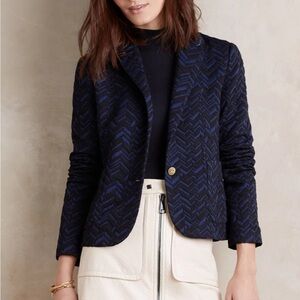 Cartonnier Navy and Black Chevron Blazer